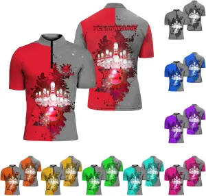 Rivelus Personalized Bowling Jersey 3D, Bowling Shirts for Team, Bowling Shirt Unisex for Men Women, Bowling Polo Shirts
