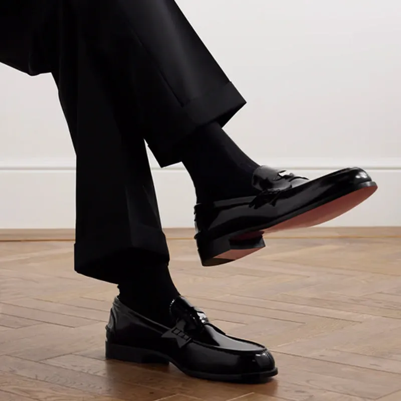 Sleek Patent Leather Penny Loafers