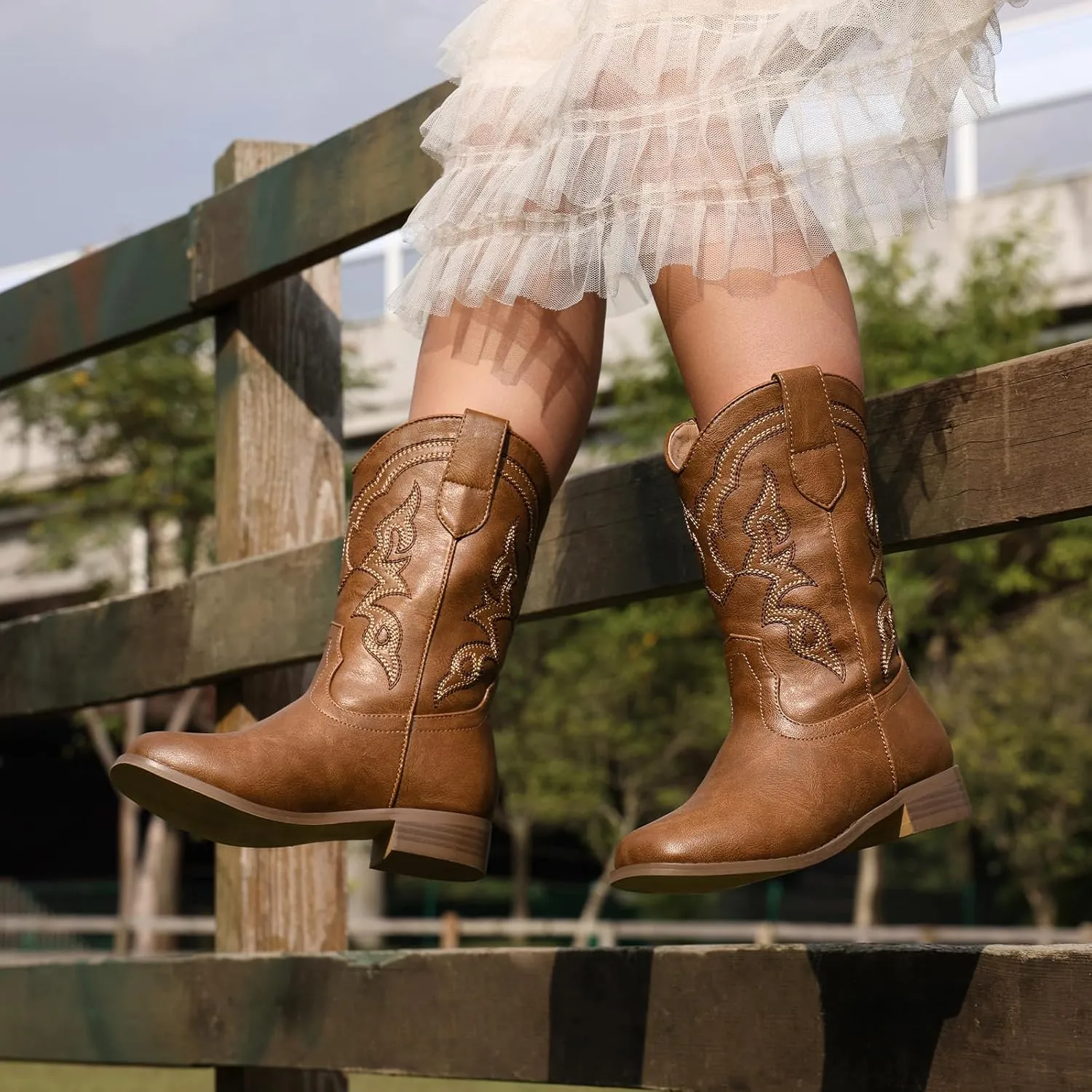 Toddler Girls Cowboy Boots - Cowgirl Western Boot for Kids Mid Calf Riding Shoes Little Kid/Big Kid