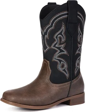 Toddler Girls Cowboy Boots - Cowgirl Western Boot for Kids Mid Calf Riding Shoes Little Kid/Big Kid