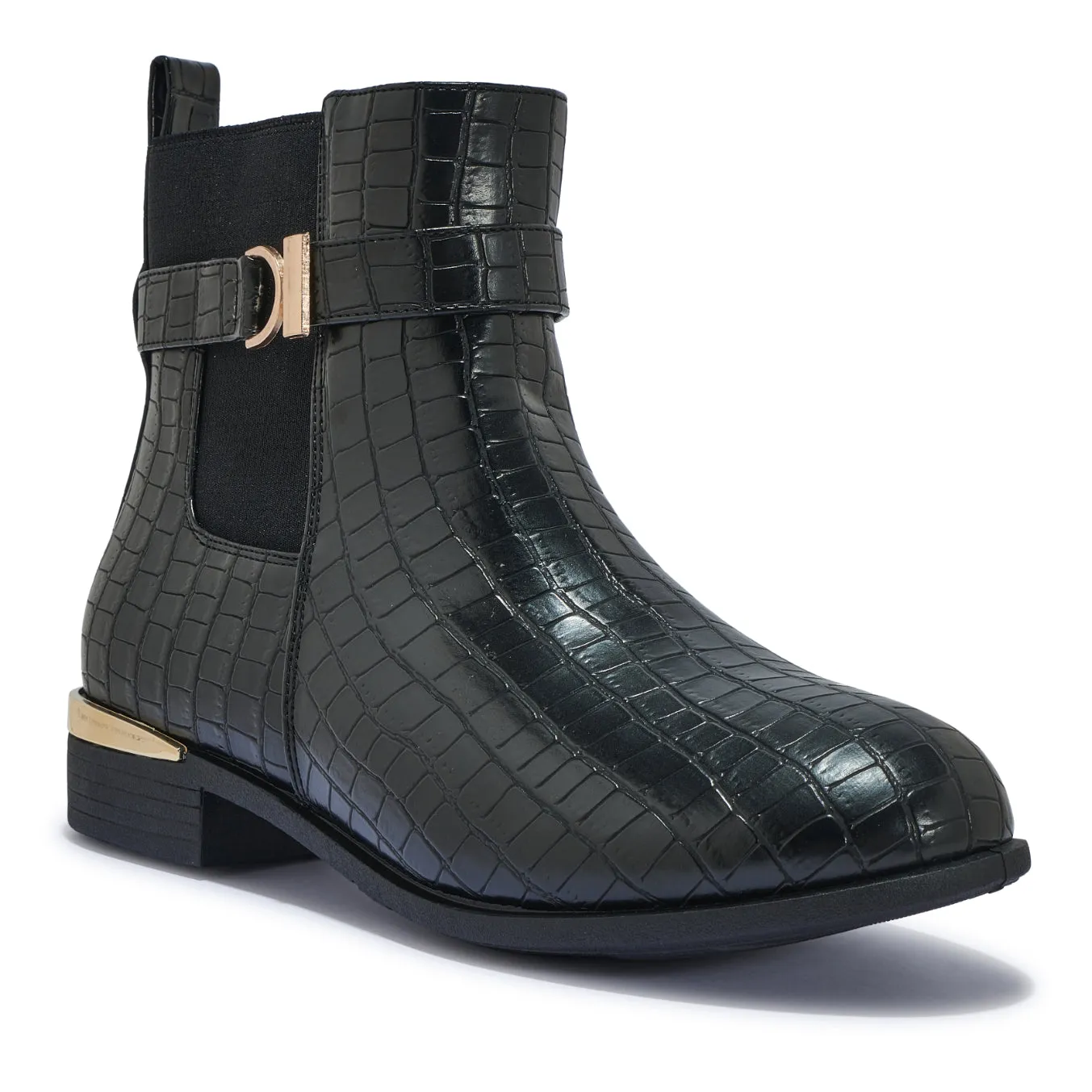 WFCHAT203 - WIDE FIT BASIC BUCKLE CHELSEA DETAIL ANKLE BOOT