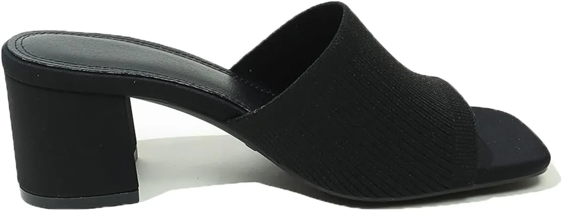Women's Heeled Sandals Square Open Toe comfortable Heeled Mules Chunky Block Low Heel On Slides